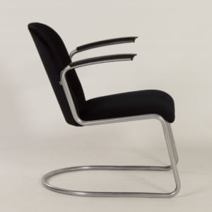 Originele 413 Fauteuil van W. H. Gispen voor Gispen, 1950s | Nieuwe Zwarte Manchester Rib