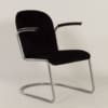 Originele 413 Fauteuil van W. H. Gispen voor Gispen, 1950s | Nieuwe Zwarte Manchester Rib