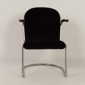 Originele 413 Fauteuil van W. H. Gispen voor Gispen, 1950s | Nieuwe Zwarte Manchester Rib