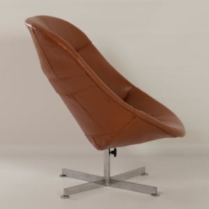 Modello Draaistoel van Rudolf Wolf voor Rohé Noordwolde, 1960s &#8211; Bruine Leren Bekleding