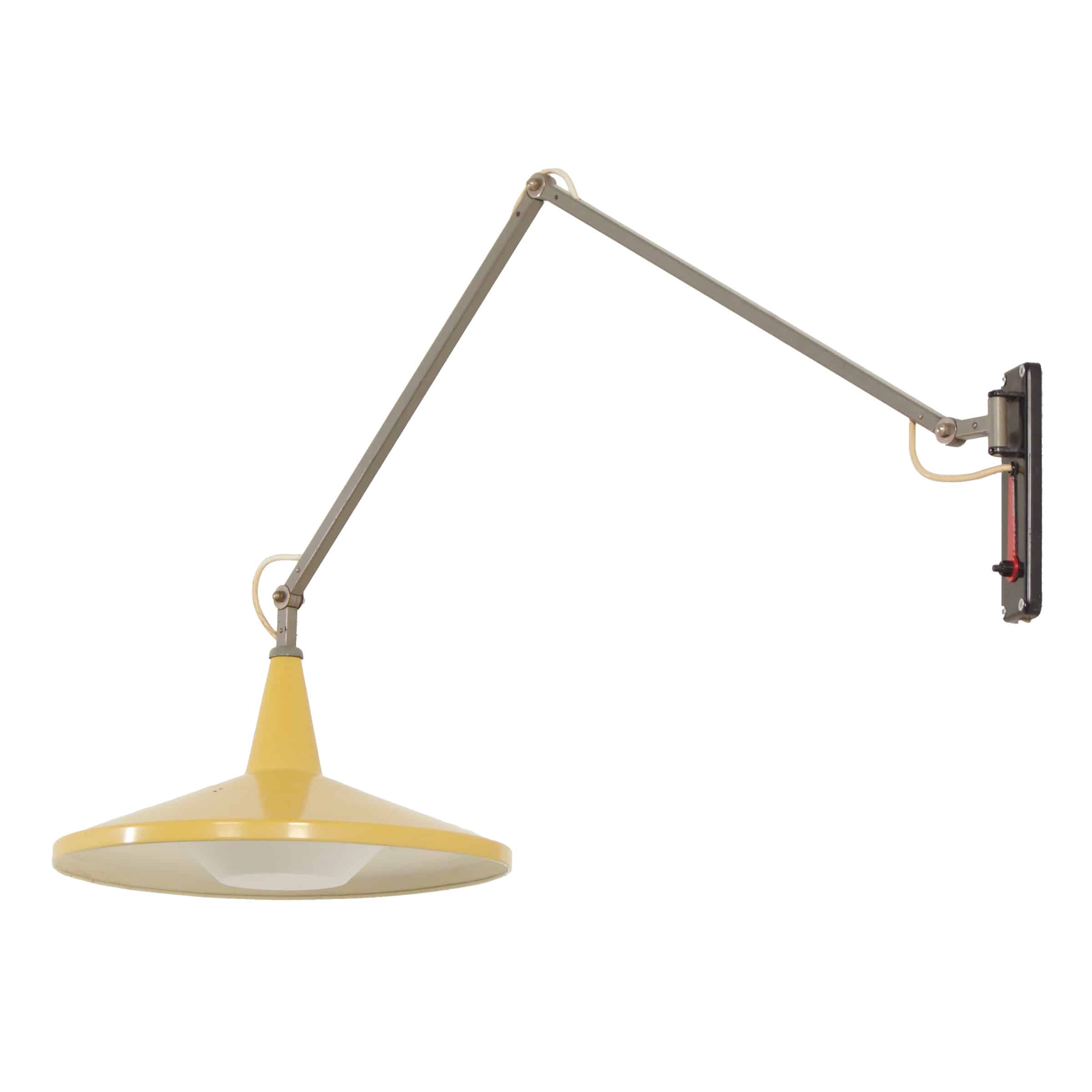 dienblad Geen Vereniging Gele Panama Wandlamp van Wim Rietveld voor Gispen, 1950s