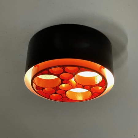 Kleine Alliance Plafondlamp met Oranje Ringen van RAAK, 1970s &#8211; 1ste Versie