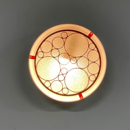 Kleine Alliance Plafondlamp met Oranje Ringen van RAAK, 1970s &#8211; 1ste Versie