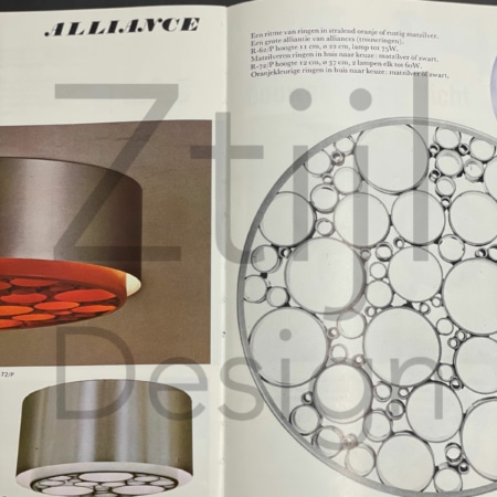 Kleine Alliance Plafondlamp met Zilverkleurige Ringen van RAAK, 1970s &#8211; 1ste Versie