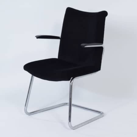 3014 Buisstoelen van Toon De Wit voor De Wit, 1950s | Set van 4 met Nieuwe Zwarte Rib