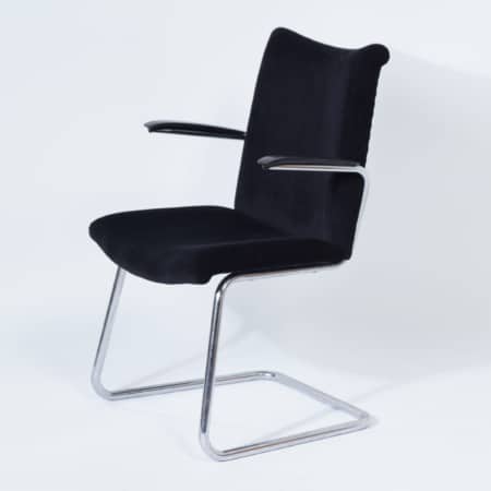 3014 Buisstoelen van Toon De Wit voor De Wit, 1950s | Set van 4 met Nieuwe Zwarte Rib