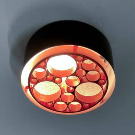 Kleine Alliance Plafondlamp met Oranje Ringen van RAAK, 1970s - 1ste Versie