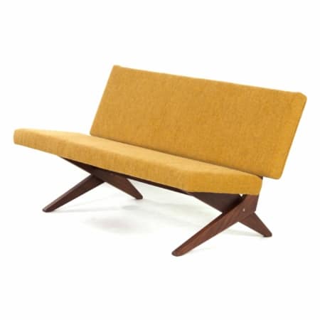 Gele Teakhouten Driezitsbank van Jan van Grunsven voor Pastoe, 1950s