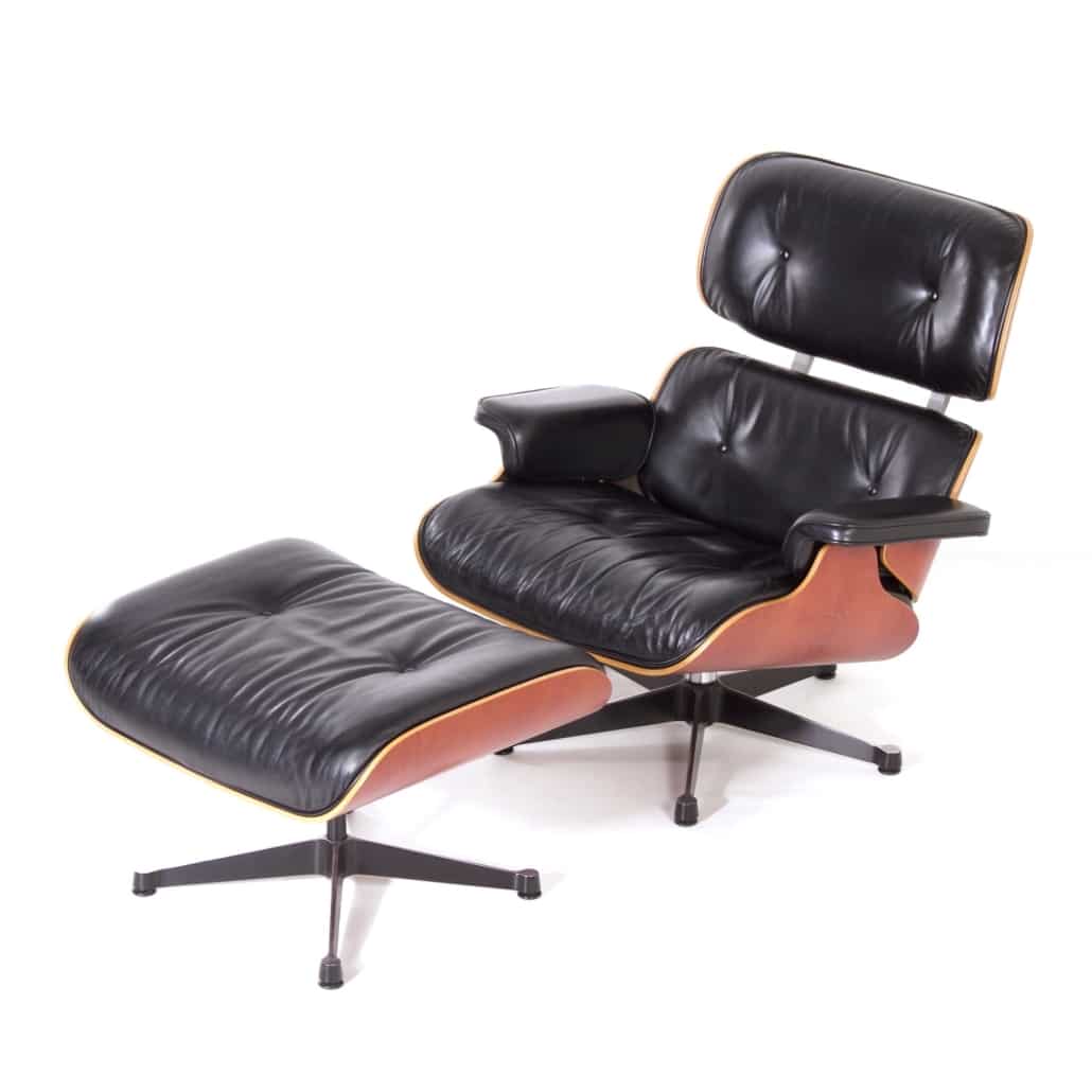 Complex antiek ademen Lounge Stoel met Hocker van Charles & Ray Eames voor Vitra, 1990s