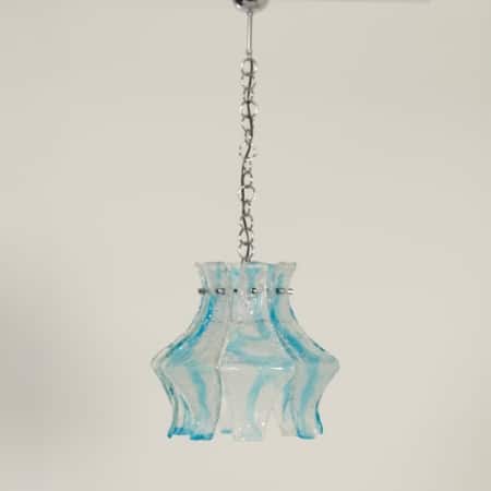 Blauwe Murano Hanglamp voor AV Mazzega, 1970s