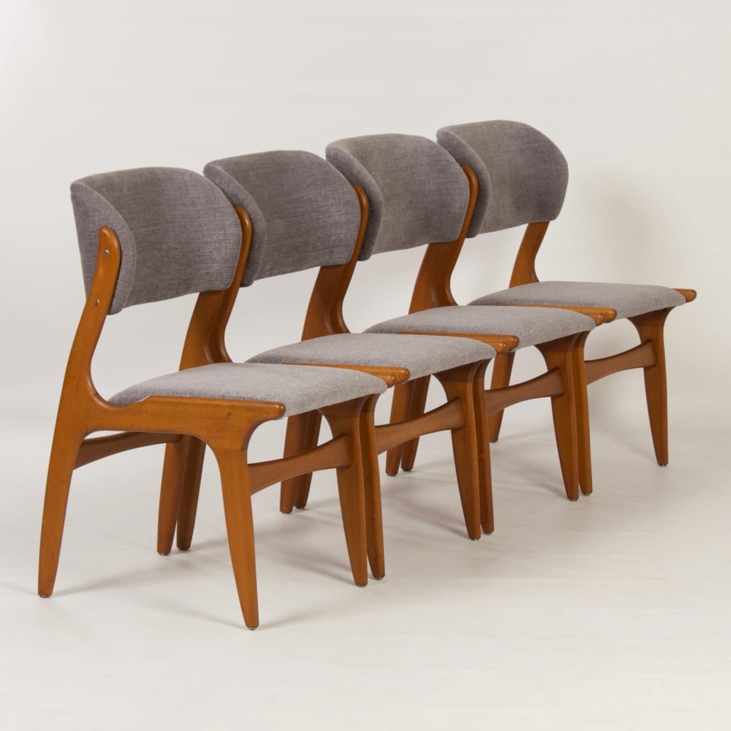 wijsvinger kleding dichters Deense Eetkamerstoelen, 1960s - Set van 4, Nieuwe Bekleding -