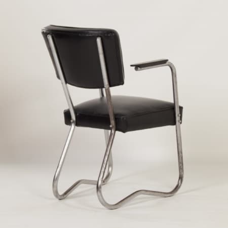 Bauhaus Buisstoel met Armleuningen, 1930s &#8211; Opnieuw Gestoffeerd