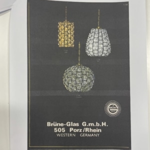 Matglazen Plafondlamp met Blokpatroon van Brüne, 1960s