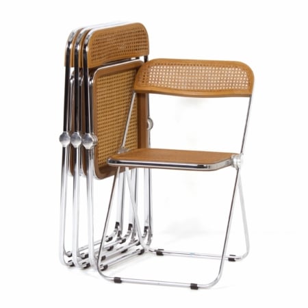 Plia Klapstoelen van Giancarlo Piretti voor Castelli, 1960s - Set van 4 met Webbing Zitting