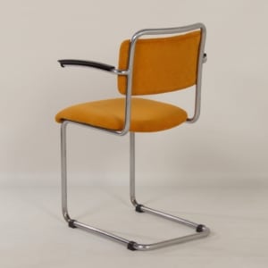 201 Buisstoel met Gele Ribstof van W. Gispen voor GISPEN, 1950s