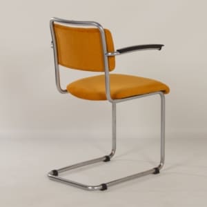 201 Buisstoel met Gele Ribstof van W. Gispen voor GISPEN, 1950s