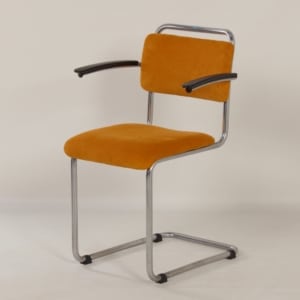 201 Buisstoel met Gele Ribstof van W. Gispen voor GISPEN, 1950s
