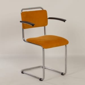 201 Buisstoel met Gele Ribstof van W. Gispen voor GISPEN, 1950s