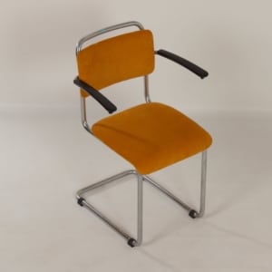 201 Buisstoel met Gele Ribstof van W. Gispen voor GISPEN, 1950s