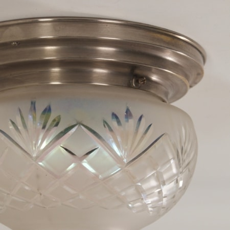 Art Deco Plafondlamp met Geslepen glas, 1930s