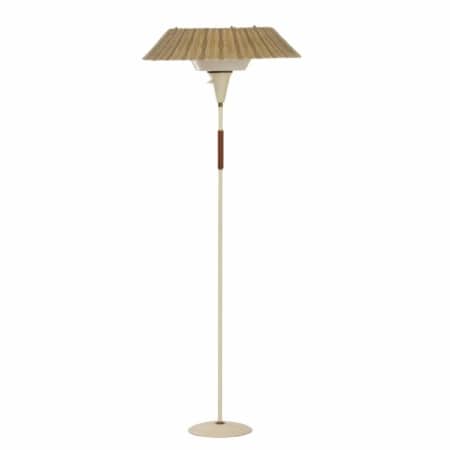 Vintage Vloerlamp met Geweven Kap, 1960s