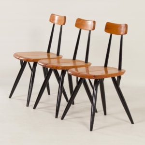 Vroege Pirkka Stoelen van Ilmari Tapiovaara voor Laukaan Puu, 1950s | Set van 3