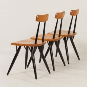 Vroege Pirkka Stoelen van Ilmari Tapiovaara voor Laukaan Puu, 1950s | Set van 3