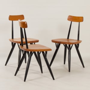 Vroege Pirkka Stoelen van Ilmari Tapiovaara voor Laukaan Puu, 1950s | Set van 3