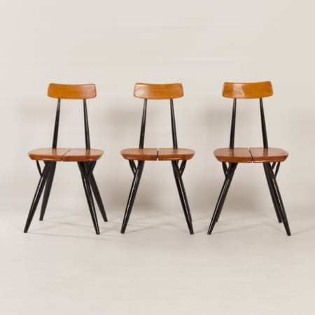 Vroege Pirkka Stoelen van Ilmari Tapiovaara voor Laukaan Puu, 1950s | Set van 3