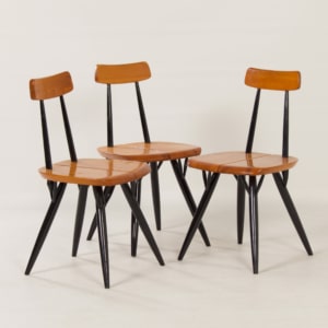 Vroege Pirkka Stoelen van Ilmari Tapiovaara voor Laukaan Puu, 1950s | Set van 3