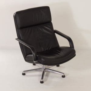 Zwarte F154 Fauteuil van Geoffrey Harcourt voor Artifort, 1980s | Zwart Leer