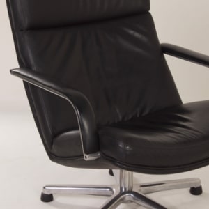 Zwarte F154 Fauteuil van Geoffrey Harcourt voor Artifort, 1980s | Zwart Leer