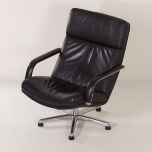 Zwarte F154 Fauteuil van Geoffrey Harcourt voor Artifort, 1980s | Zwart Leer