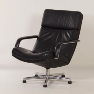 Zwarte F154 Fauteuil van Geoffrey Harcourt voor Artifort, 1980s | Zwart Leer