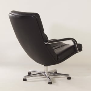 Zwarte F154 Fauteuil van Geoffrey Harcourt voor Artifort, 1980s | Zwart Leer