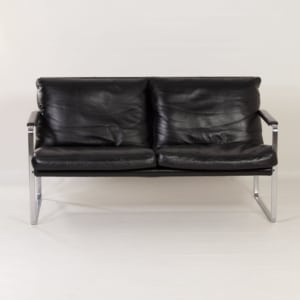 Bankje van Preben Fabricius voor Walter Knoll, 1990s &#8211; Zwart Leer