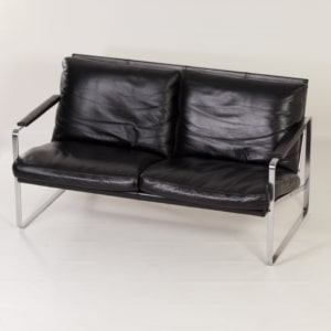 Bankje van Preben Fabricius voor Walter Knoll, 1990s &#8211; Zwart Leer