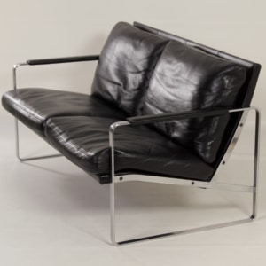 Bankje van Preben Fabricius voor Walter Knoll, 1990s &#8211; Zwart Leer