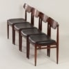 Palissander Eetkamerstoelen met nieuw zwart Leder, 1960s | Set van 4