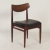 Palissander Eetkamerstoelen met nieuw zwart Leder, 1960s | Set van 4