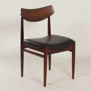 Palissander Eetkamerstoelen met nieuw zwart Leder, 1960s | Set van 4