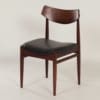 Palissander Eetkamerstoelen met nieuw zwart Leder, 1960s | Set van 4