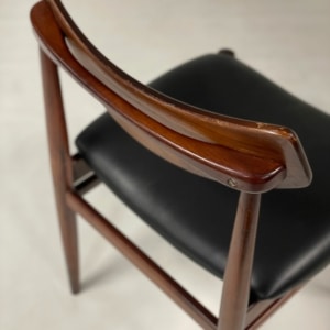 Palissander Eetkamerstoelen met nieuw zwart Leder, 1960s | Set van 4