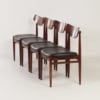 Palissander Eetkamerstoelen met nieuw zwart Leder, 1960s | Set van 4
