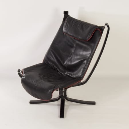 Falcon Chair van Sigurd Ressel voor Vatne Mobler, 1980s &#8211; Zwart Leer