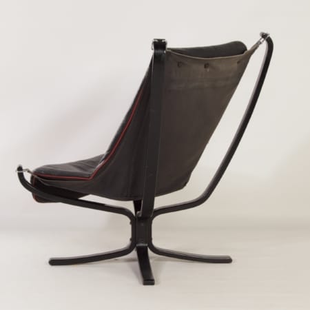 Falcon Chair van Sigurd Ressel voor Vatne Mobler, 1980s &#8211; Zwart Leer