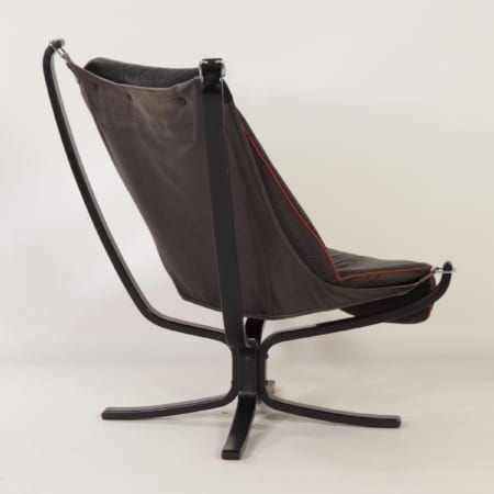 Falcon Chair van Sigurd Ressel voor Vatne Mobler, 1980s &#8211; Zwart Leer