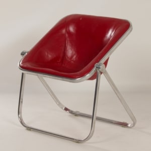 Plona Stoel in Rood Leer van Giancarlo Piretti voor Castelli, 1970s