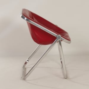 Plona Stoel in Rood Leer van Giancarlo Piretti voor Castelli, 1970s