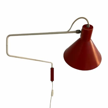 Rode Elleboog Wandlamp van J. Hoogervorst voor Anvia, 1950s